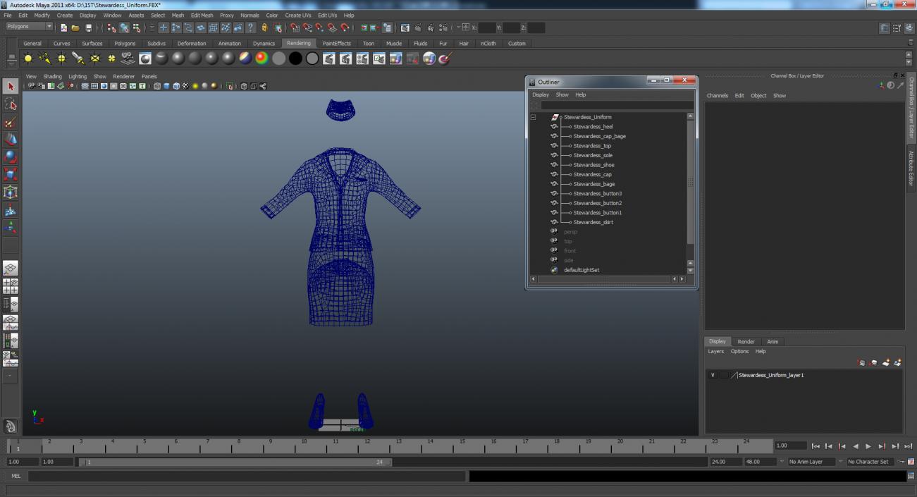 3D Stewardess Uniform model