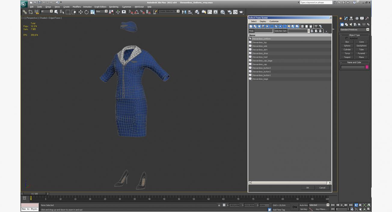 3D Stewardess Uniform model