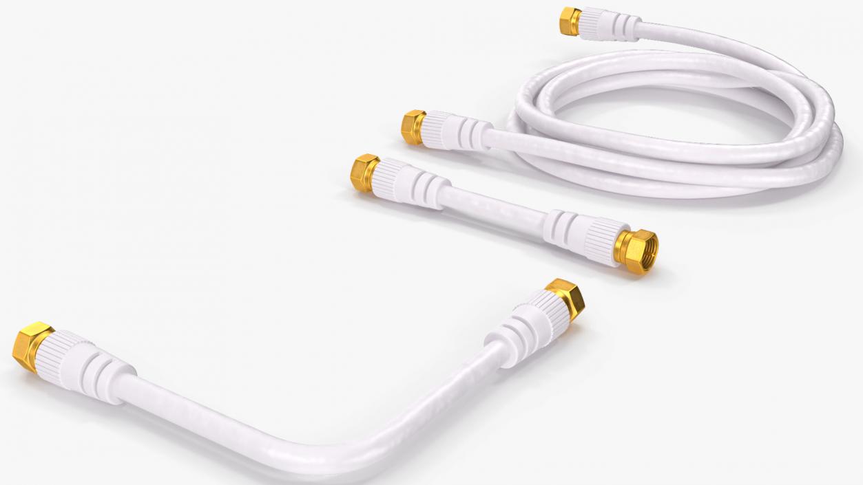 Coaxial Cable and Extender Gold Plated Set 3D