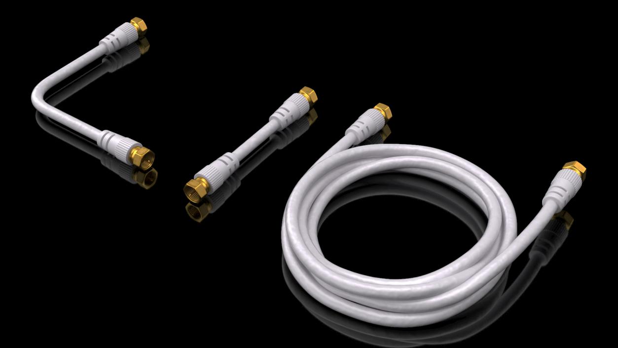 Coaxial Cable and Extender Gold Plated Set 3D