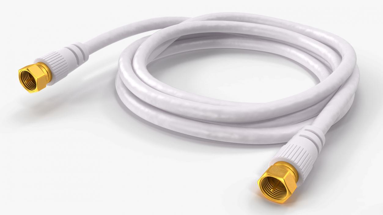 Coaxial Cable and Extender Gold Plated Set 3D