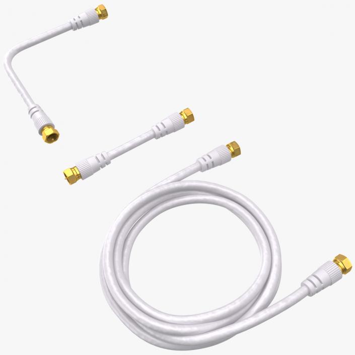 Coaxial Cable and Extender Gold Plated Set 3D