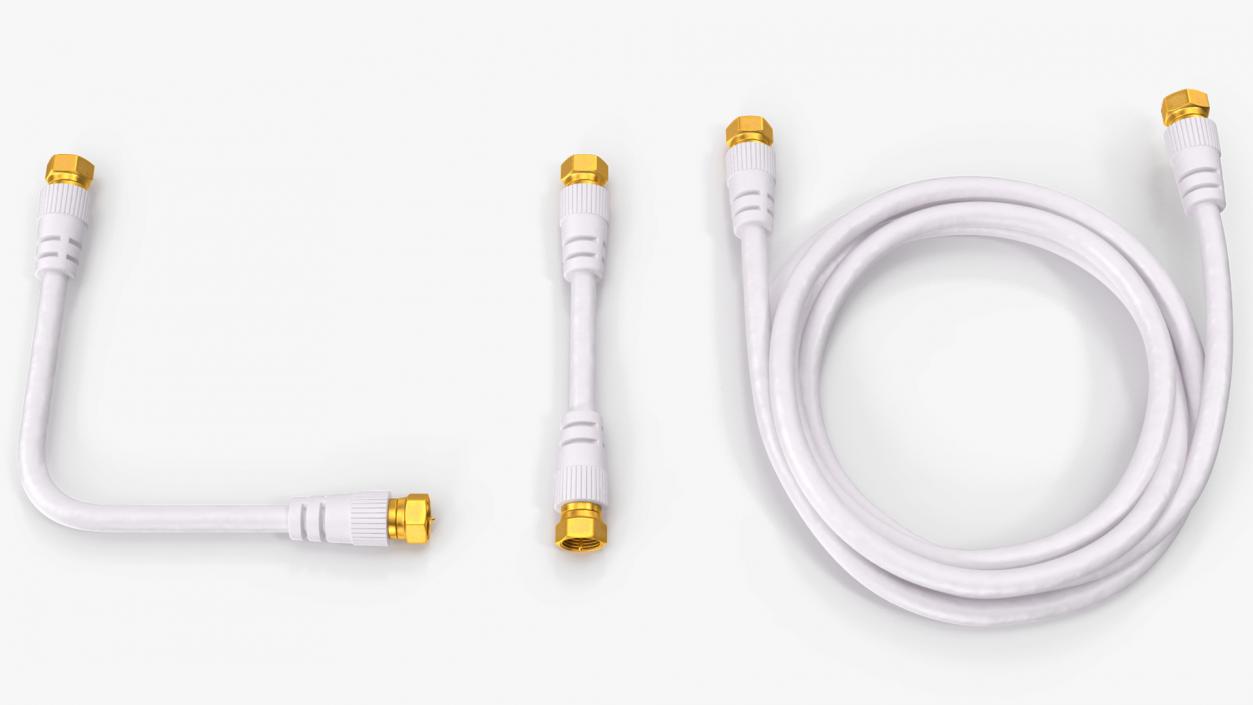 Coaxial Cable and Extender Gold Plated Set 3D