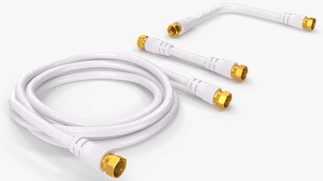 Coaxial Cable and Extender Gold Plated Set 3D