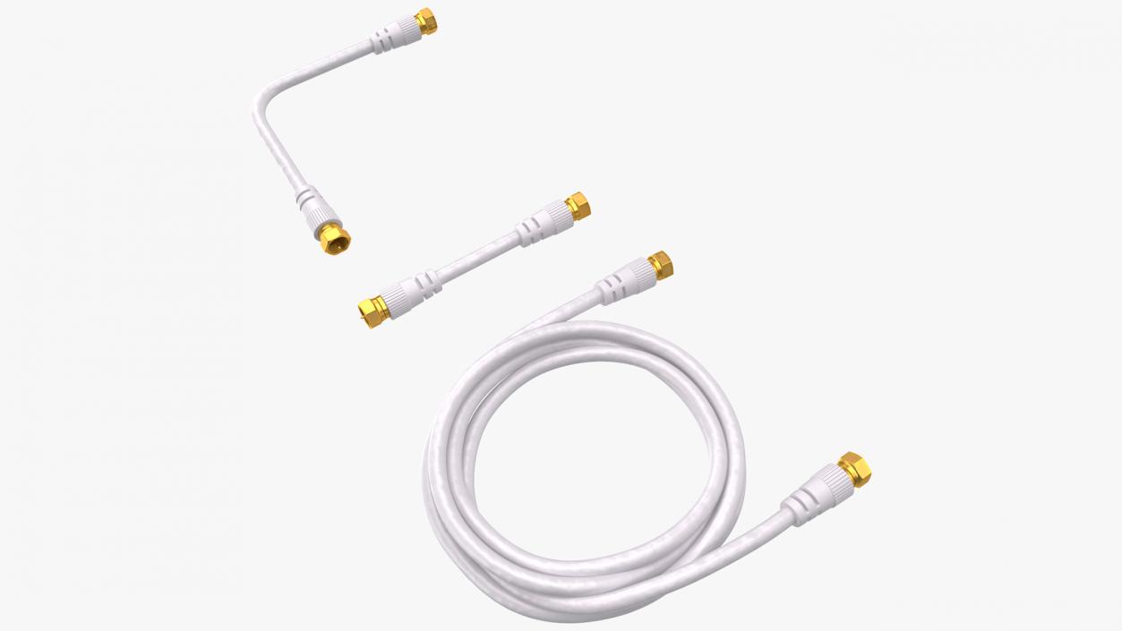 Coaxial Cable and Extender Gold Plated Set 3D