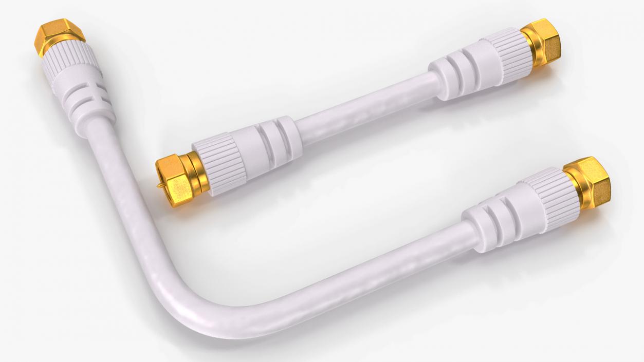 Coaxial Cable and Extender Gold Plated Set 3D