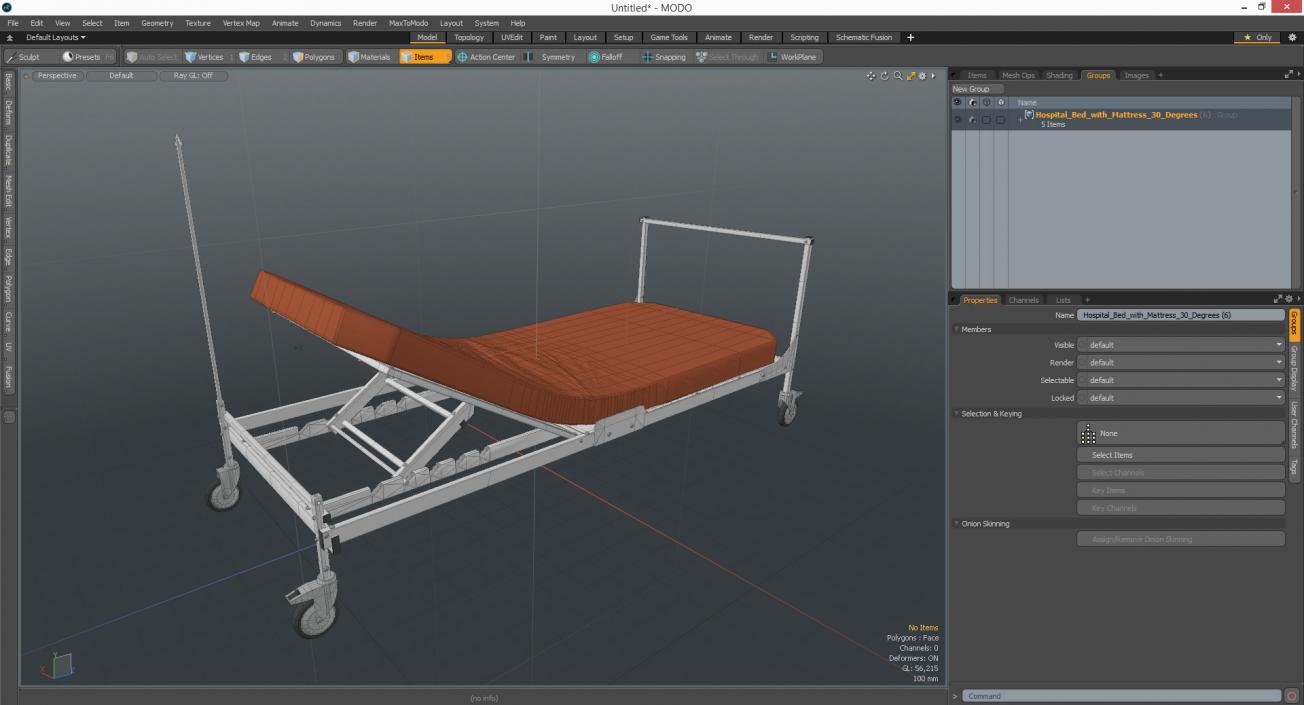 Hospital Bed with Mattress 30 Degrees 3D