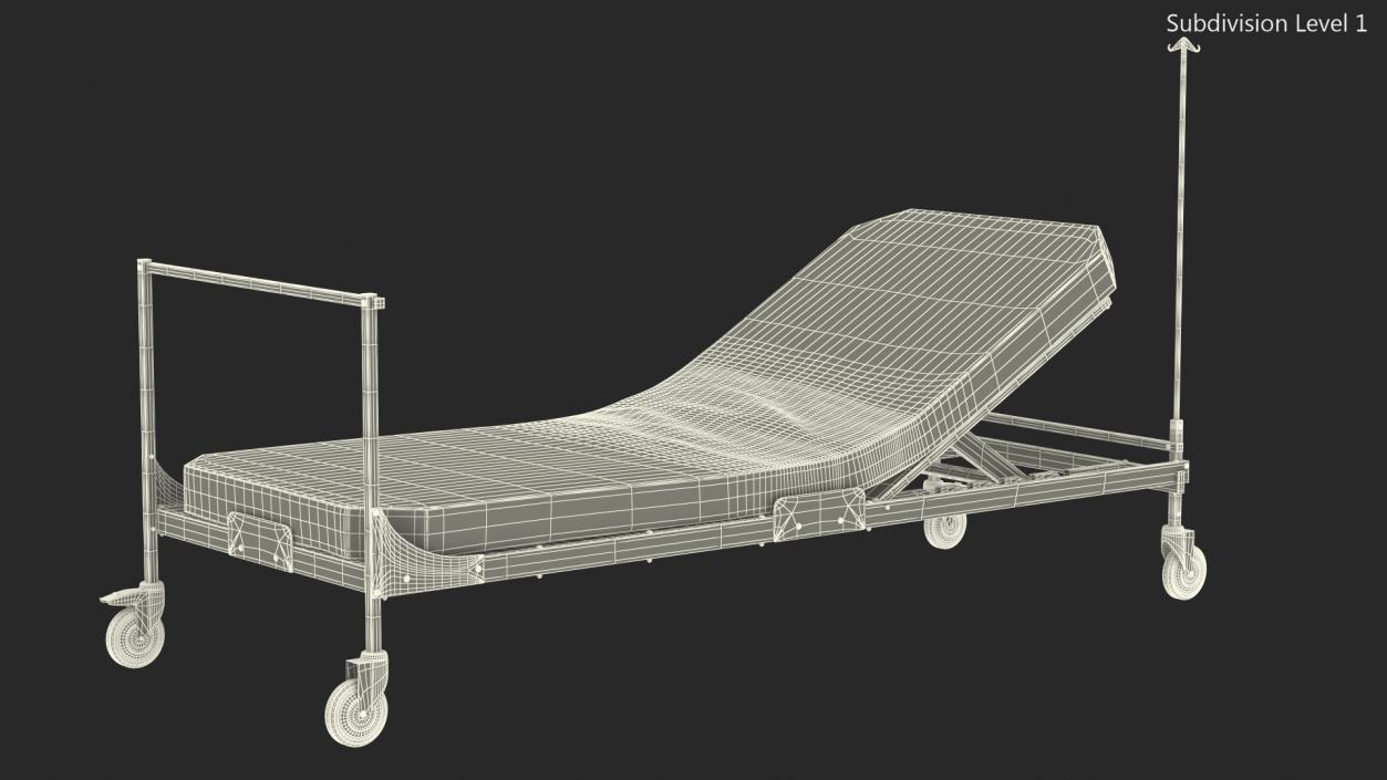 Hospital Bed with Mattress 30 Degrees 3D