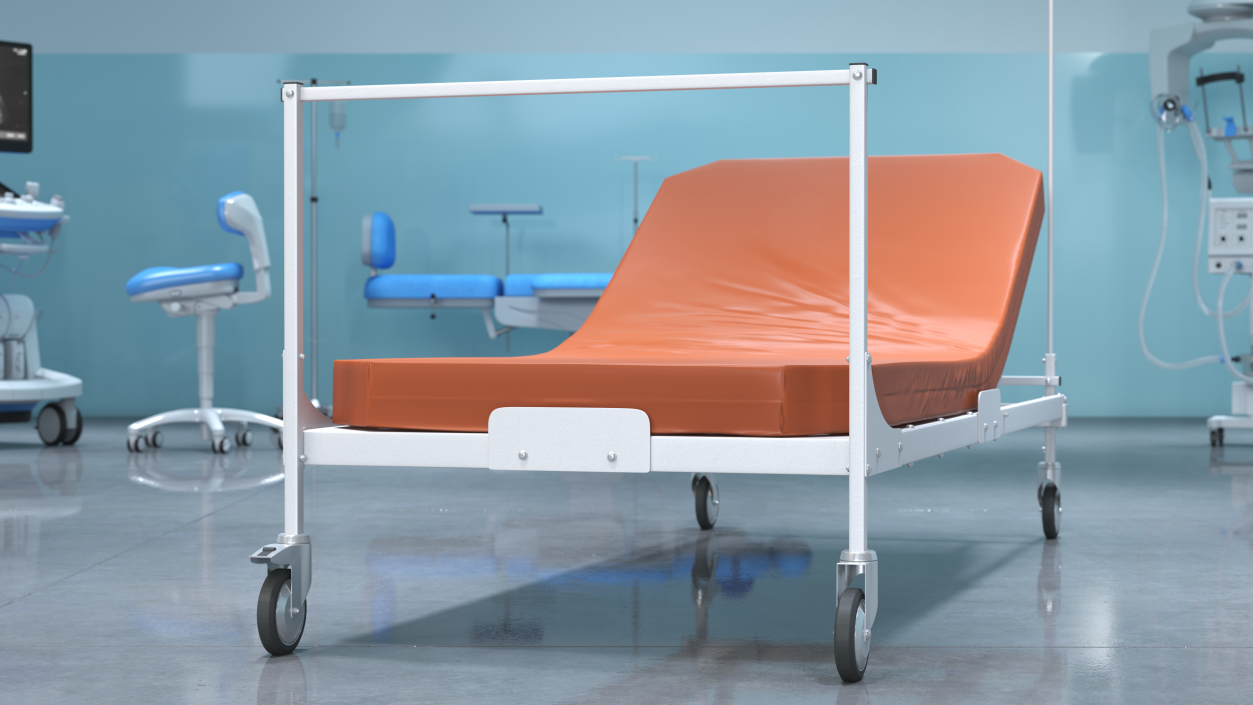 Hospital Bed with Mattress 30 Degrees 3D