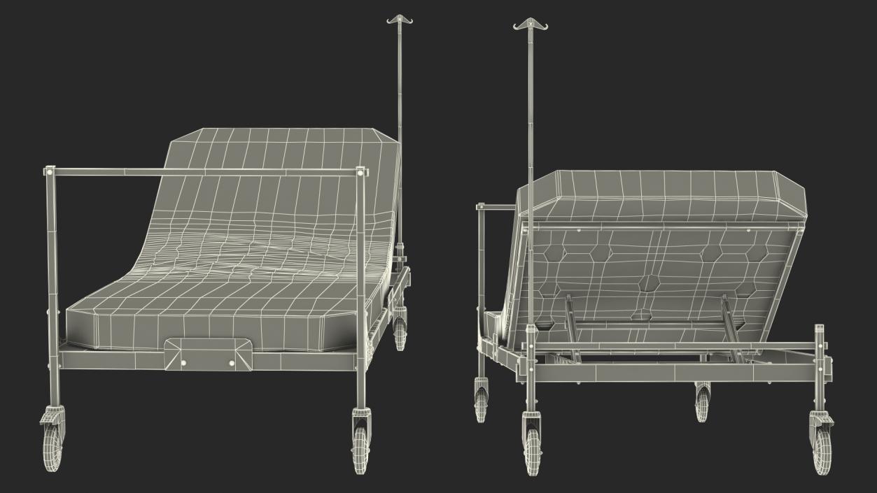 Hospital Bed with Mattress 30 Degrees 3D