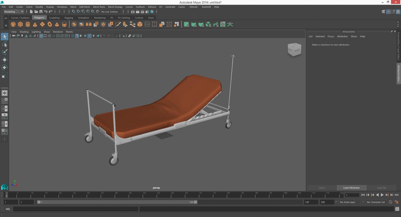 Hospital Bed with Mattress 30 Degrees 3D