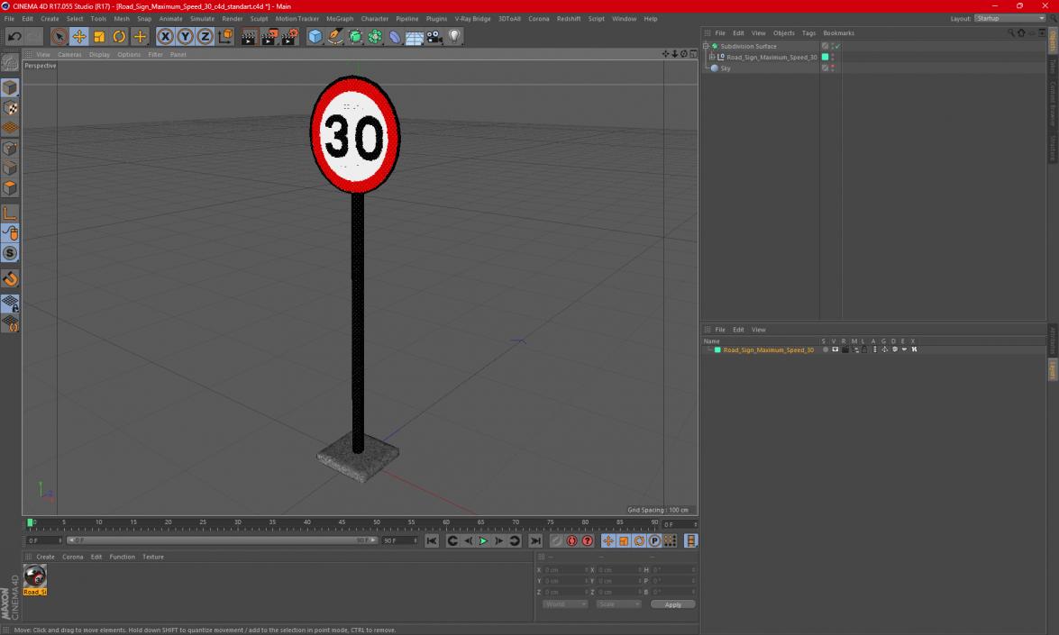 3D Road Sign Maximum Speed 30