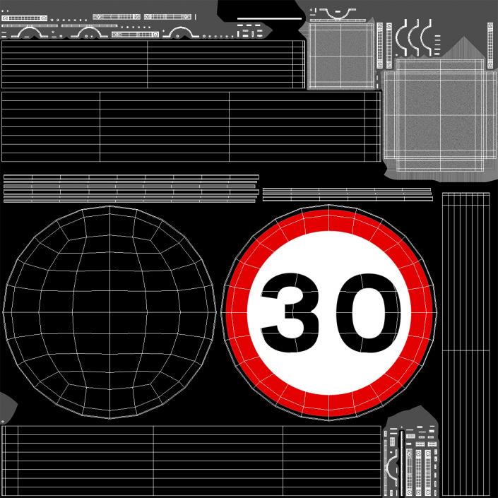 3D Road Sign Maximum Speed 30