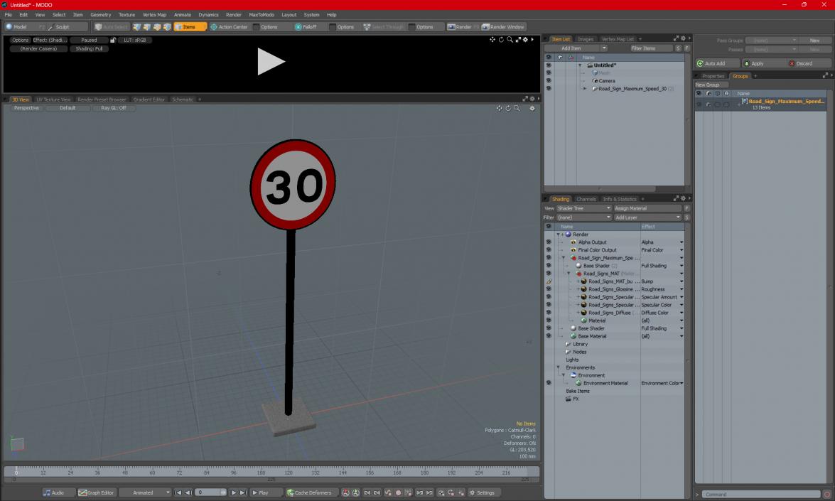 3D Road Sign Maximum Speed 30