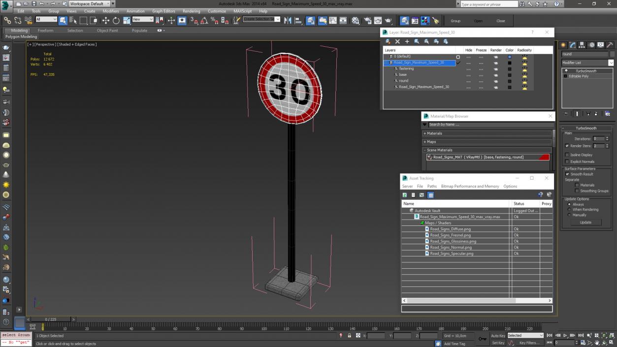 3D Road Sign Maximum Speed 30