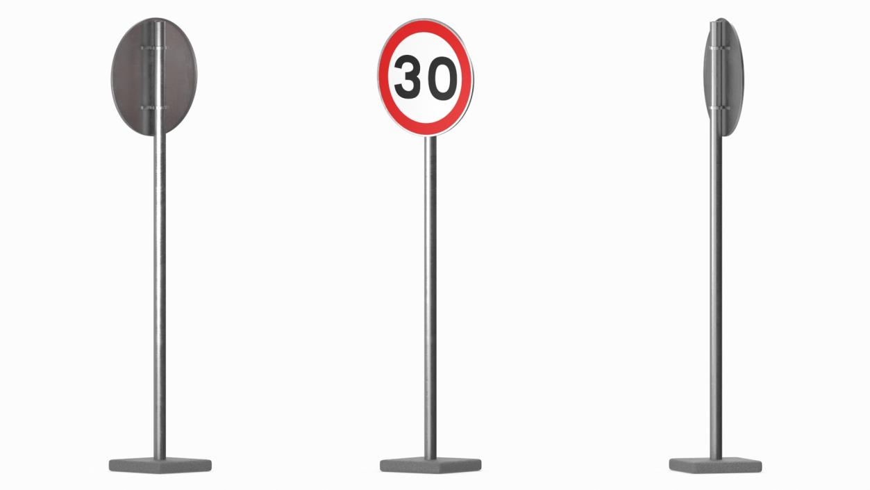 3D Road Sign Maximum Speed 30