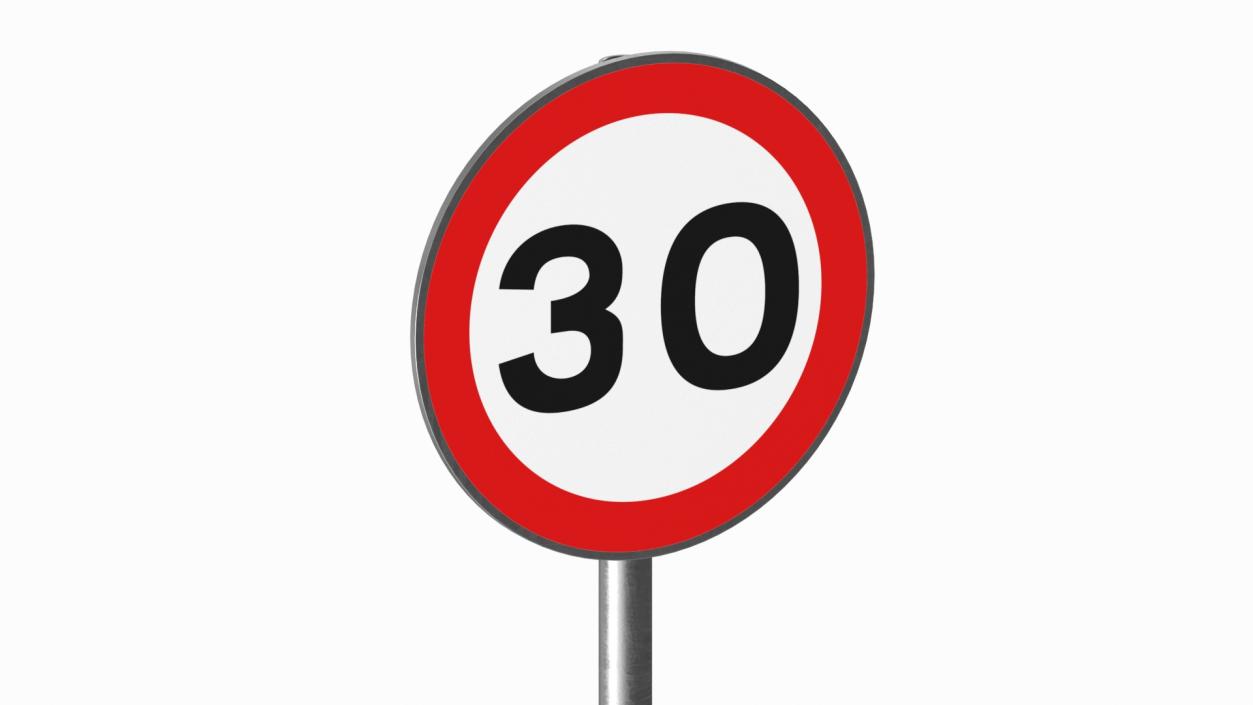 3D Road Sign Maximum Speed 30