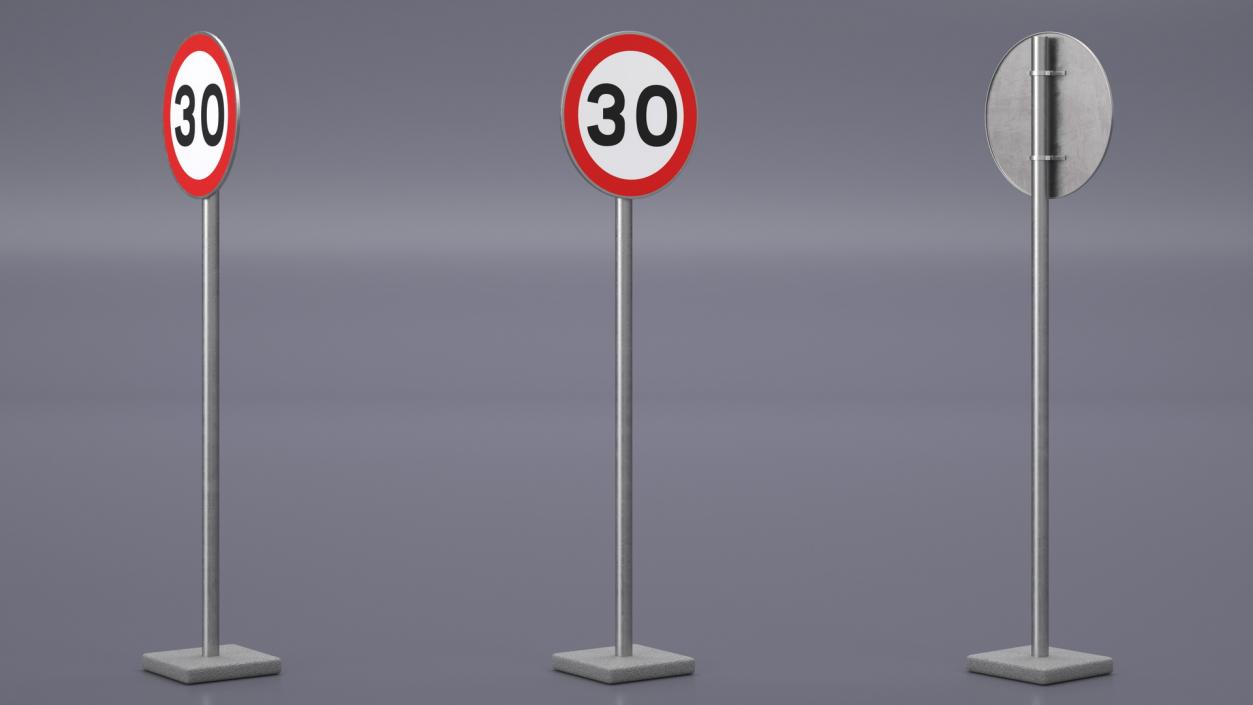 3D Road Sign Maximum Speed 30