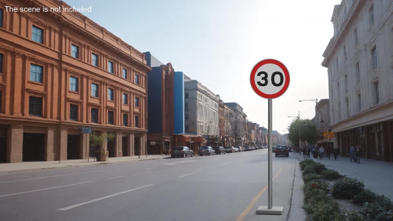 3D Road Sign Maximum Speed 30