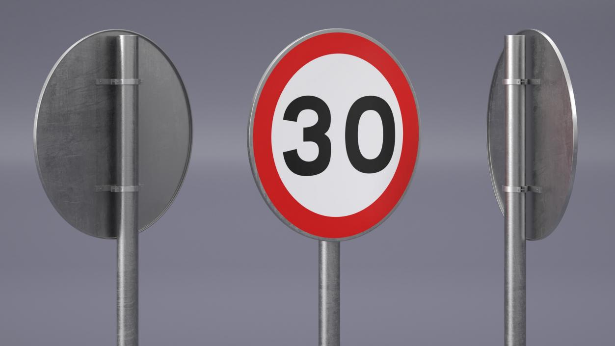 3D Road Sign Maximum Speed 30