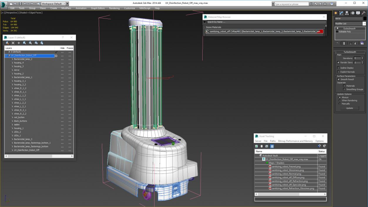 3D model UV Disinfection Robot Off