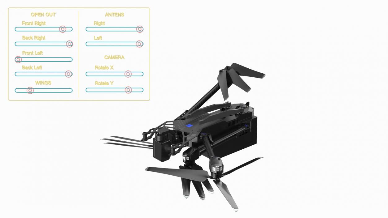 3D Autonomous Drone Skydio X2 Rigged model