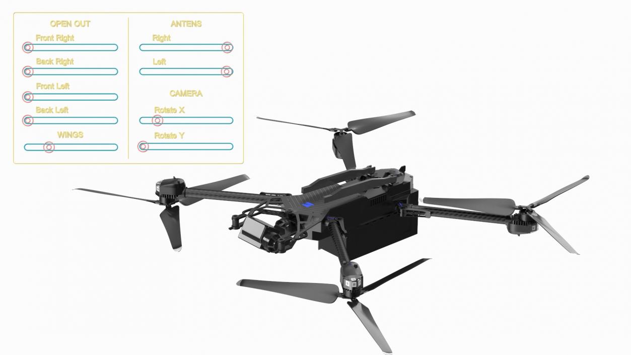 3D Autonomous Drone Skydio X2 Rigged model