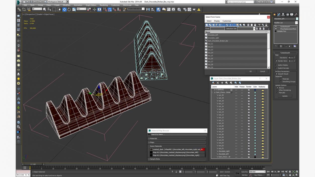 3D model Dark Chocolate Broken Bar