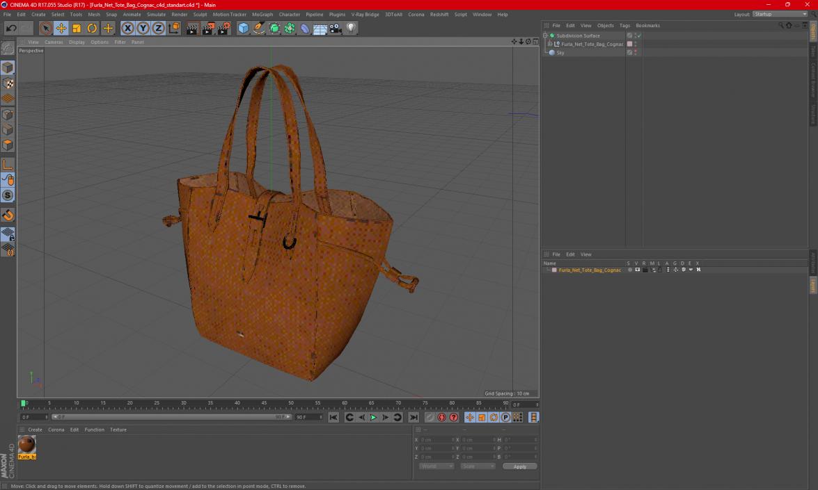 3D model Furla Net Tote Bag Cognac