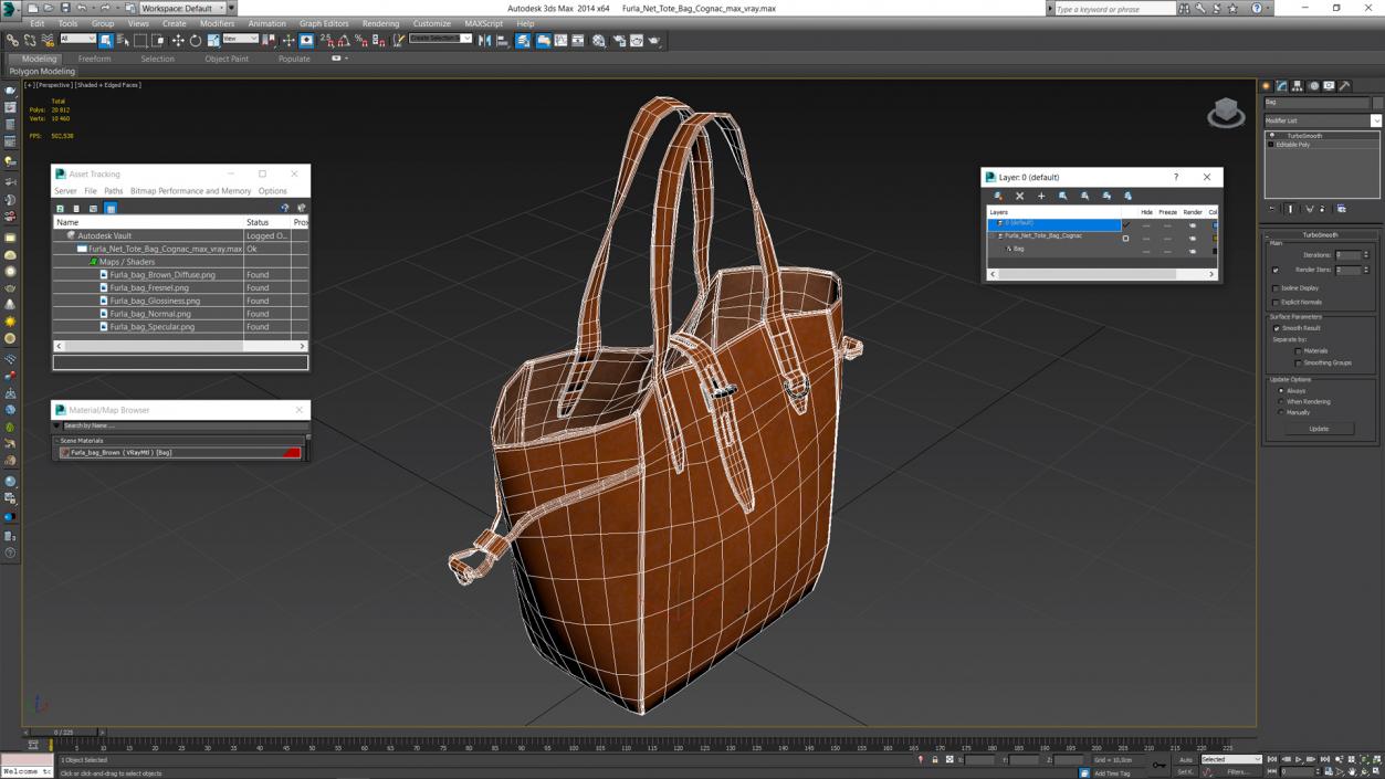 3D model Furla Net Tote Bag Cognac