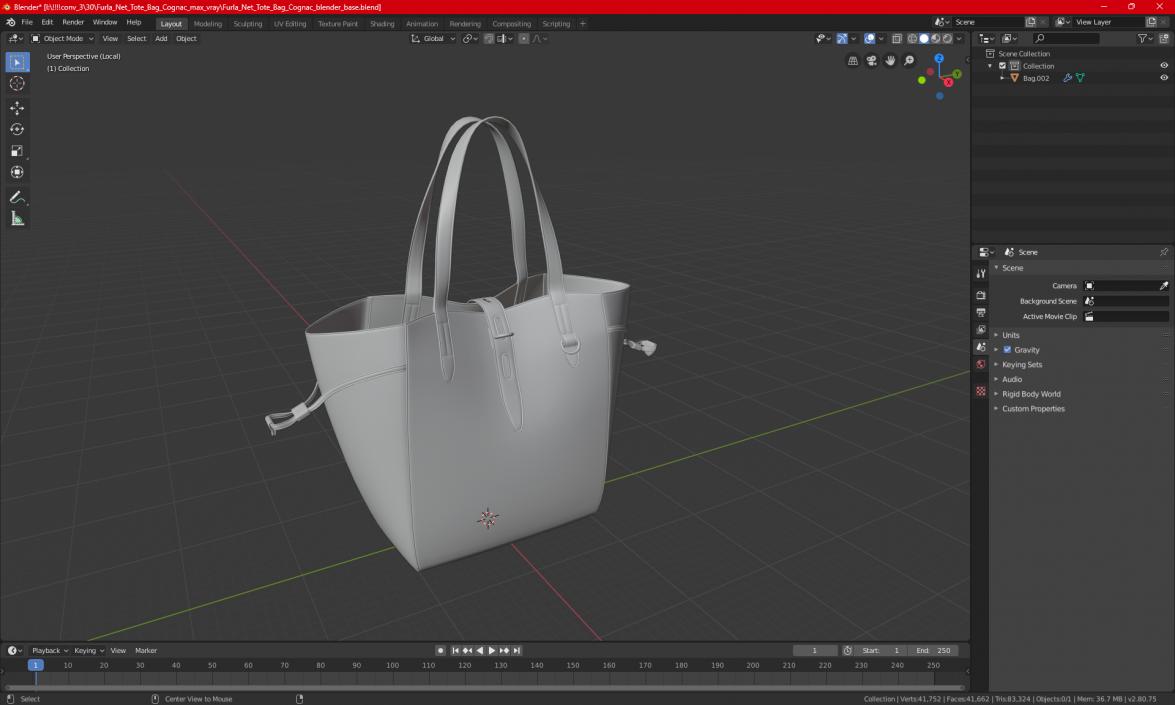 3D model Furla Net Tote Bag Cognac