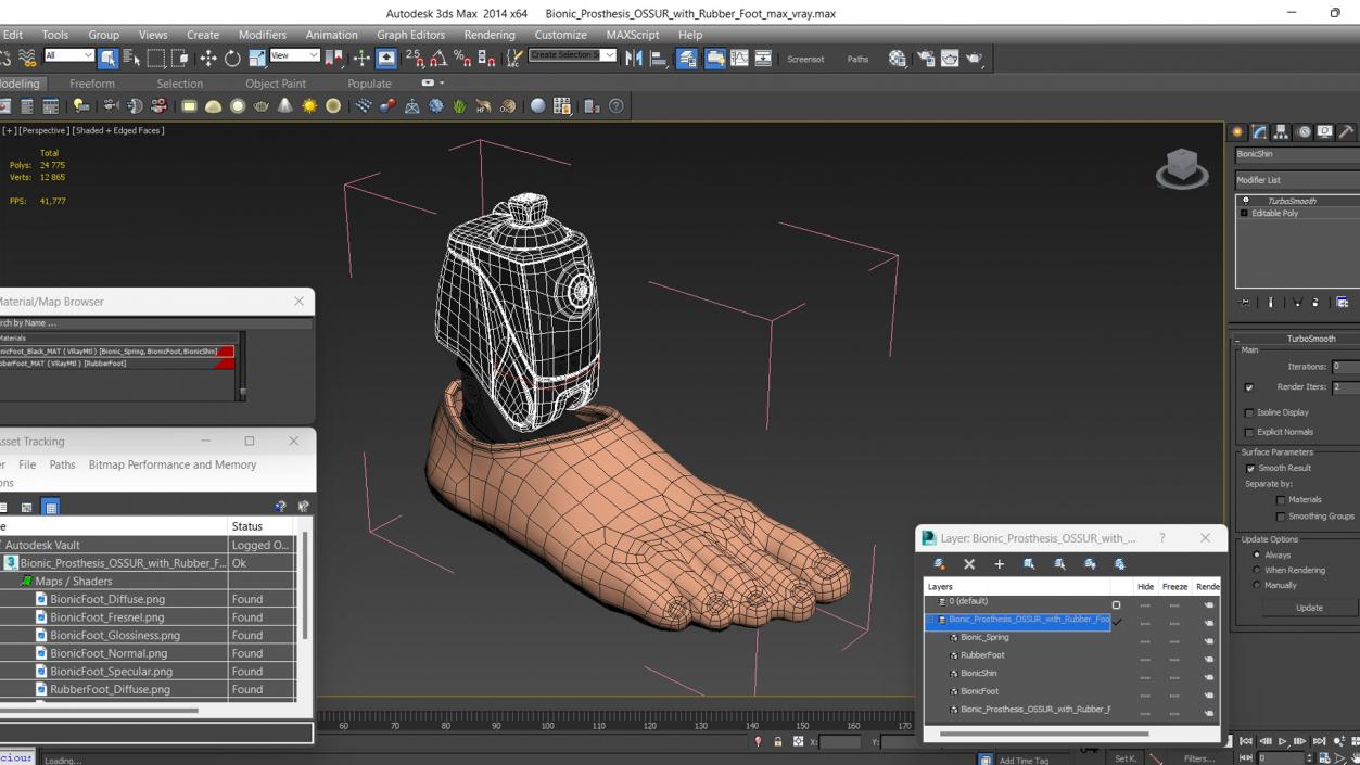 Bionic Prosthesis OSSUR with Rubber Foot 2 3D