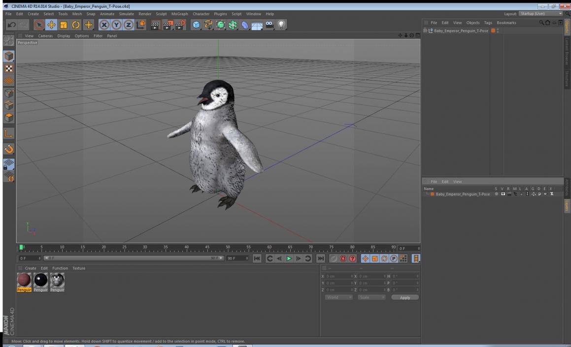 Baby Emperor Penguin T-Pose 3D