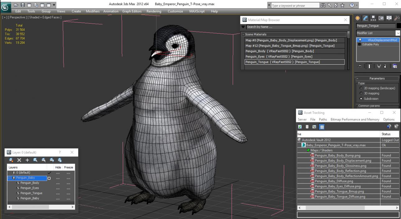 Baby Emperor Penguin T-Pose 3D