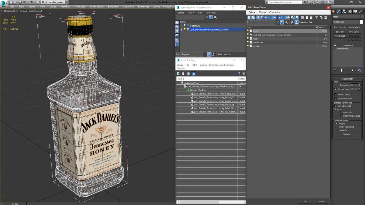 3D Jack Daniels Tennessee Honey Whiskey