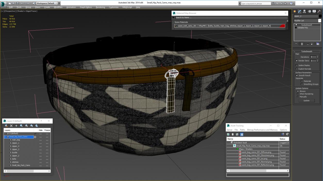 Small Hip Pack Camo 3D model