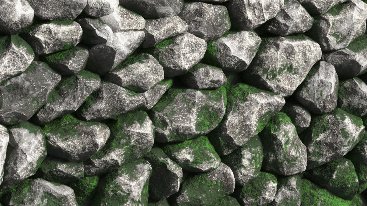 3D Dark Mossy Stone Wall