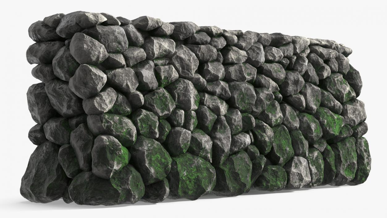 3D Dark Mossy Stone Wall