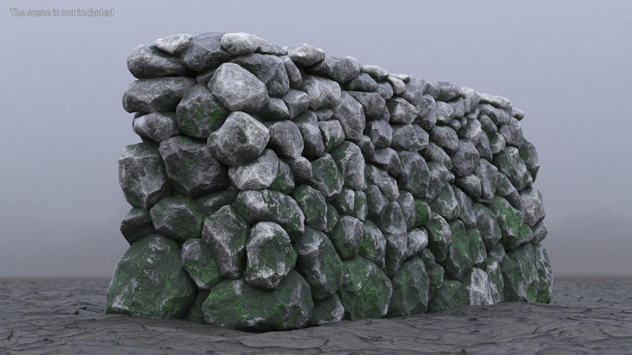 3D Dark Mossy Stone Wall