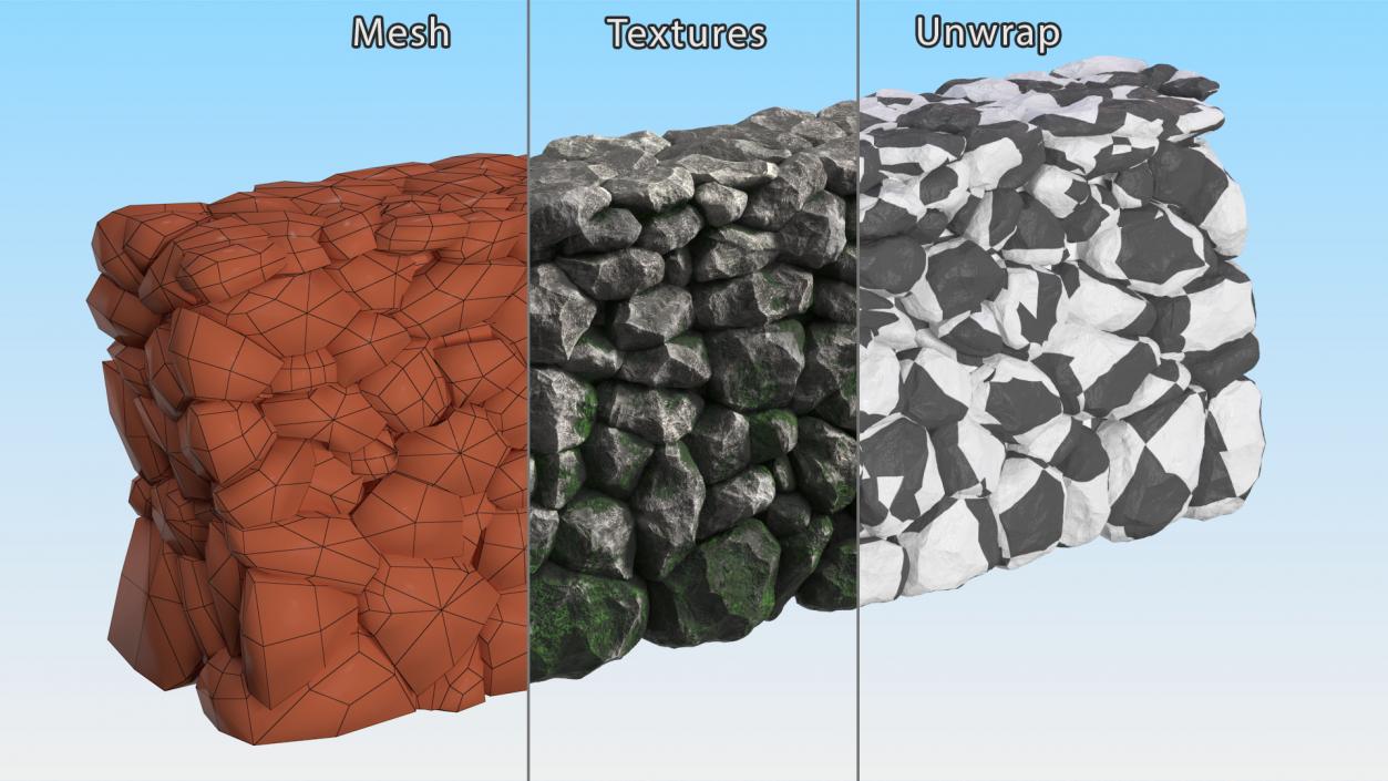 3D Dark Mossy Stone Wall