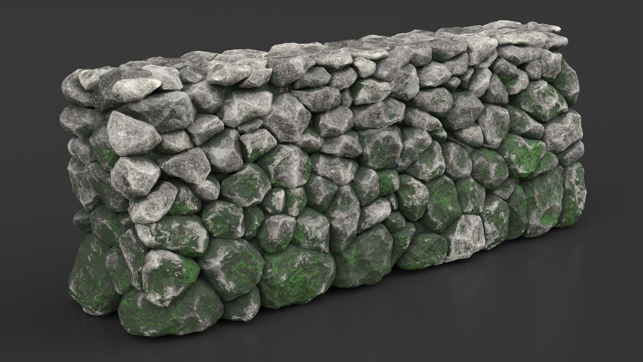 3D Dark Mossy Stone Wall