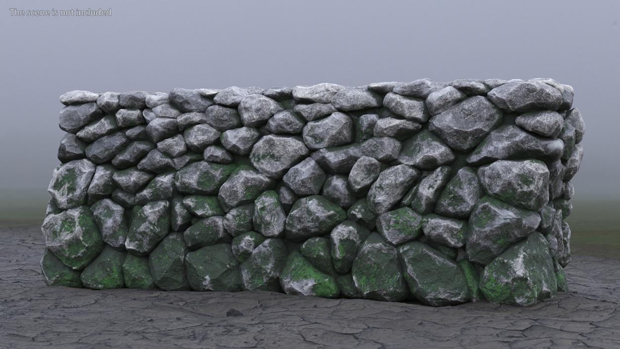 3D Dark Mossy Stone Wall