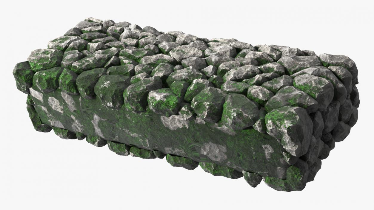 3D Dark Mossy Stone Wall