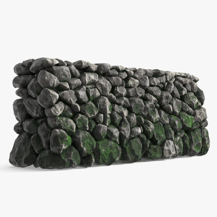 3D Dark Mossy Stone Wall