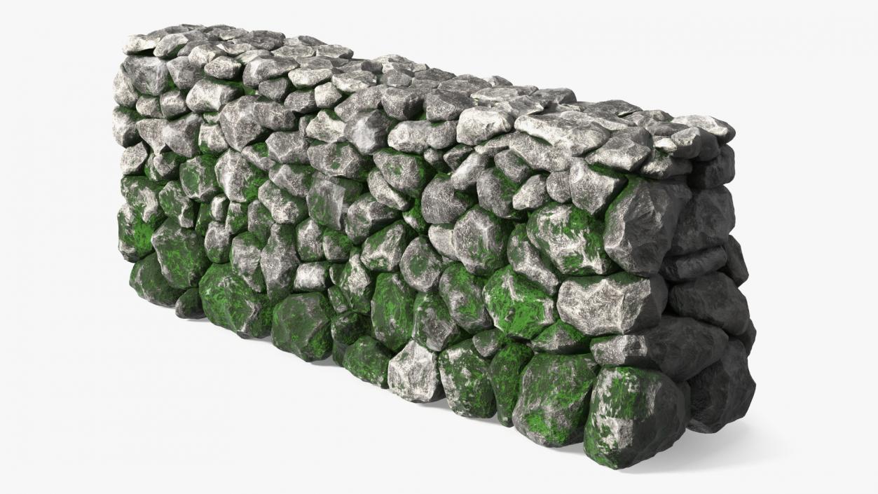 3D Dark Mossy Stone Wall