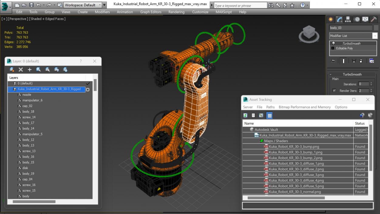 3D model Kuka Industrial Robot Arm KR 30-3 Rigged