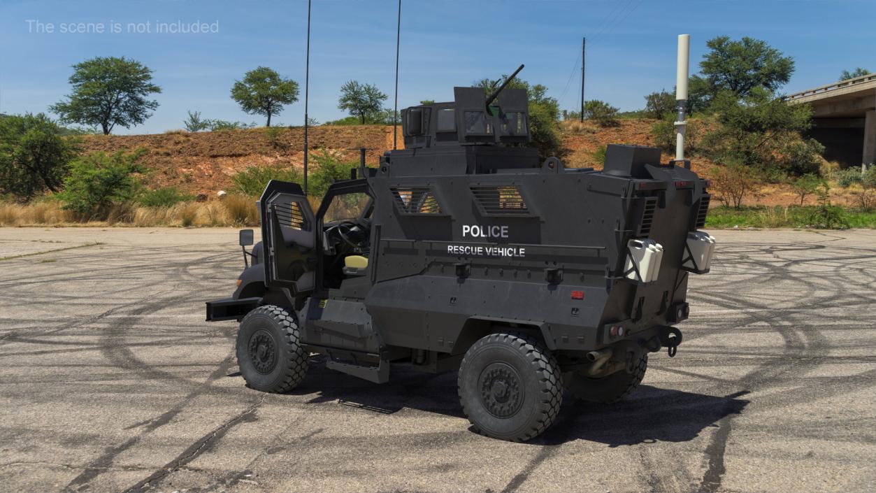 3D Police Vehicle MRAP International MaxxPro Rigged model