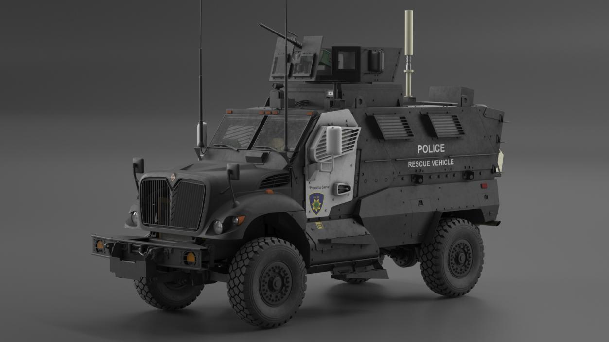 3D Police Vehicle MRAP International MaxxPro Rigged model