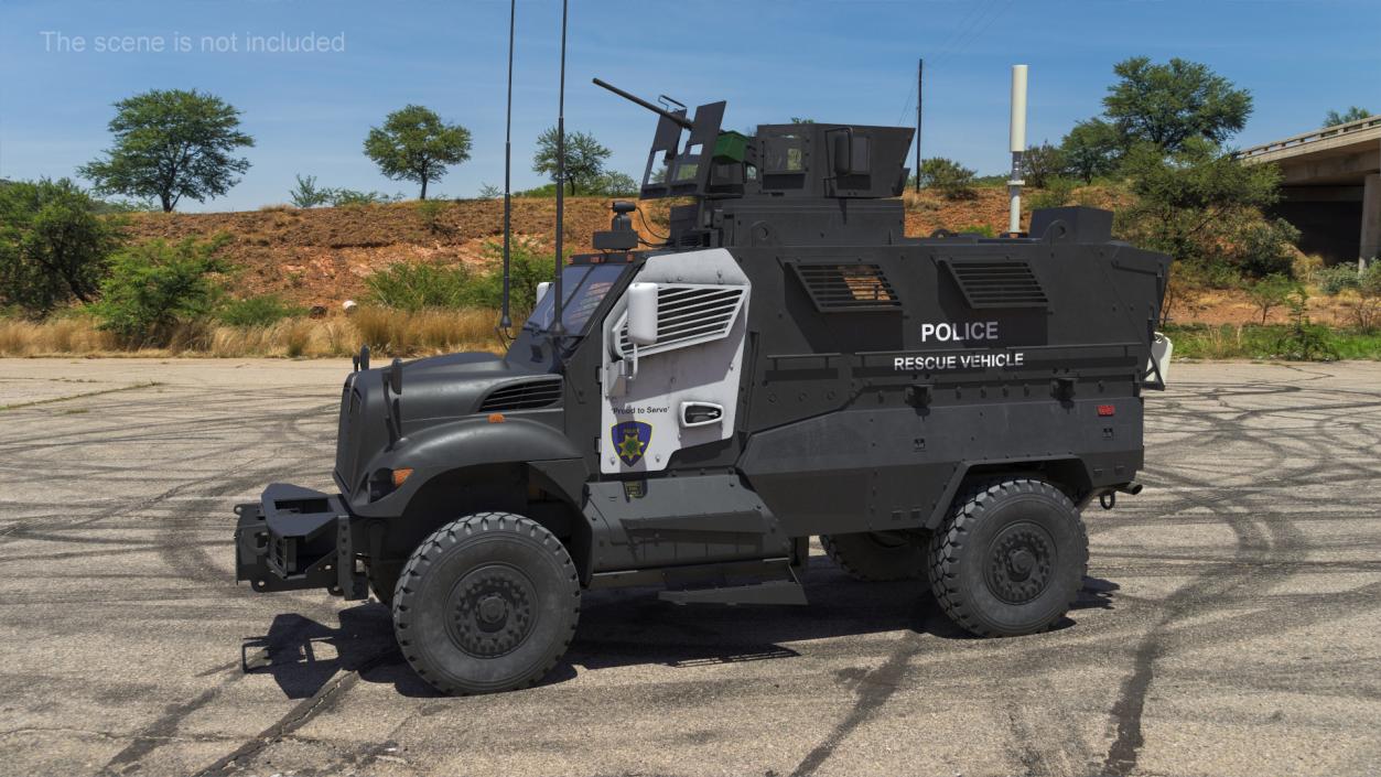 3D Police Vehicle MRAP International MaxxPro Rigged model