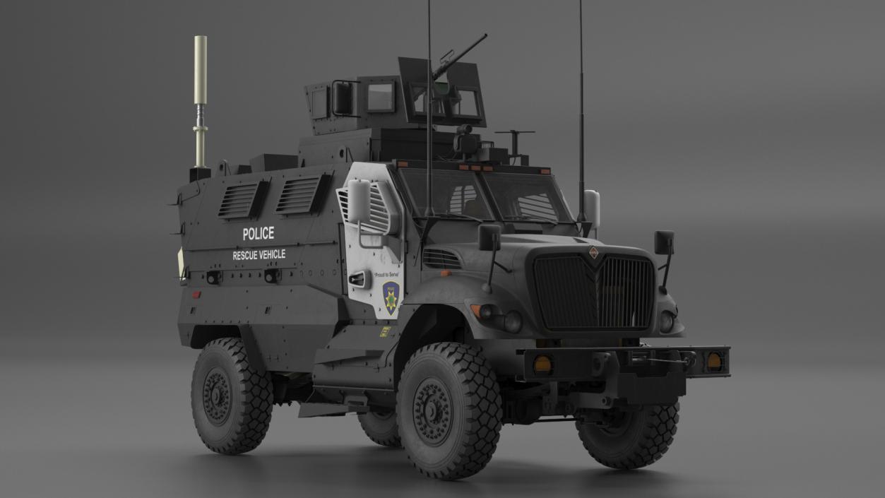 3D Police Vehicle MRAP International MaxxPro Rigged model